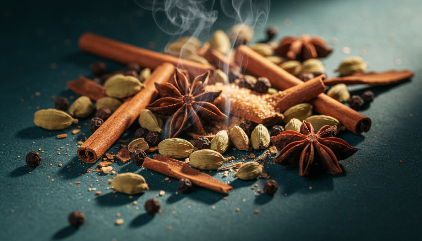 Aromatic spices texture backdrop